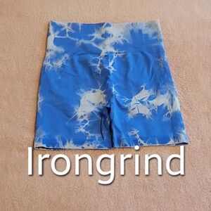 Irongrind Athletics Blue Tie-Dye Seamless Breathable Contour Shorts. Sz: M
